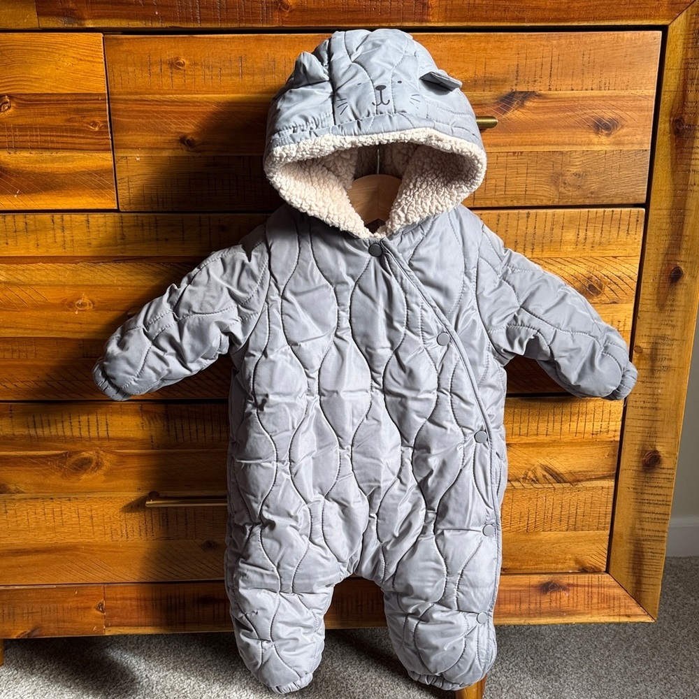 Zara Baby Cozy Gray Quilted Kids One Piece